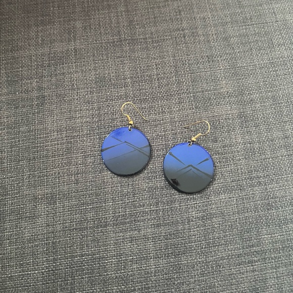 Vintage Night Mountain Drop Earrings Dangling Circle Geometric Night Scene Retro - Picture 3 of 5